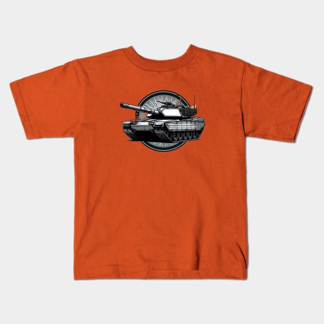 American M1 Abrams Tank: Military Art Kids T-Shirt by BattlegroundGuide.com